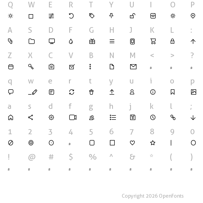 Character Map of FONTSPRING DEMO - Iconic Pictograms Regular