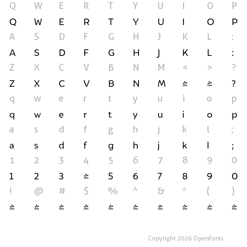 Character Map of FONTSPRING DEMO - Igna Sans Regular