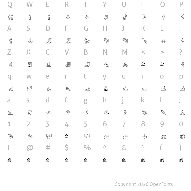 Character Map of FONTSPRING DEMO - Informative People Regular