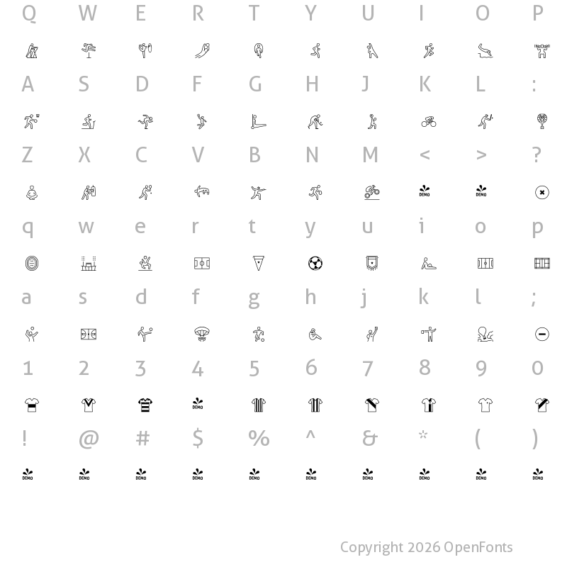 Character Map of FONTSPRING DEMO - Informative Sports Regular