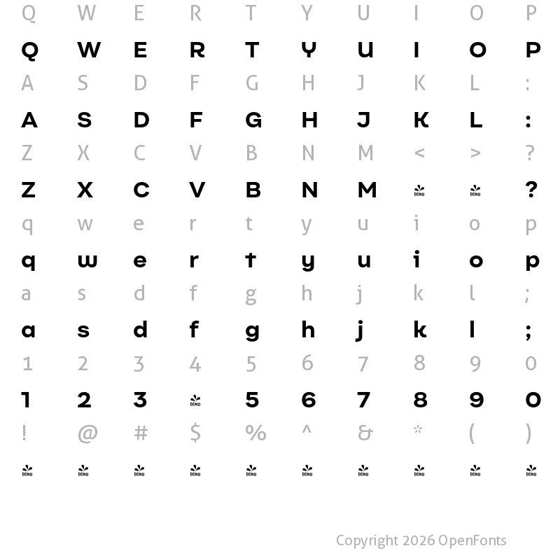 Character Map of FONTSPRING DEMO - Internacional Alt Bold Regular