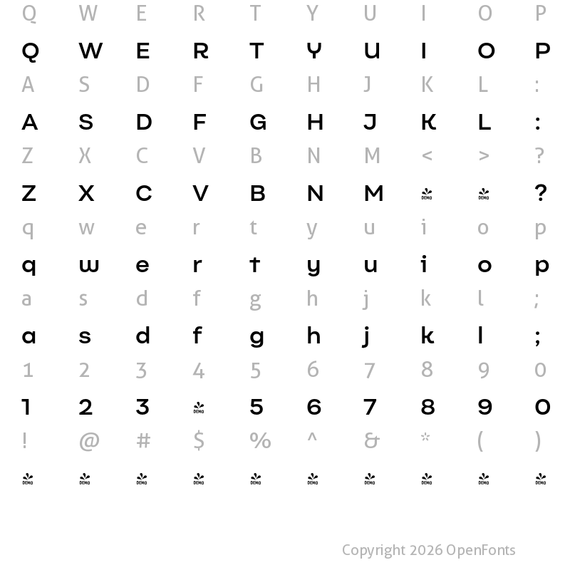 Character Map of FONTSPRING DEMO - Internacional Alt SemiBold Regular