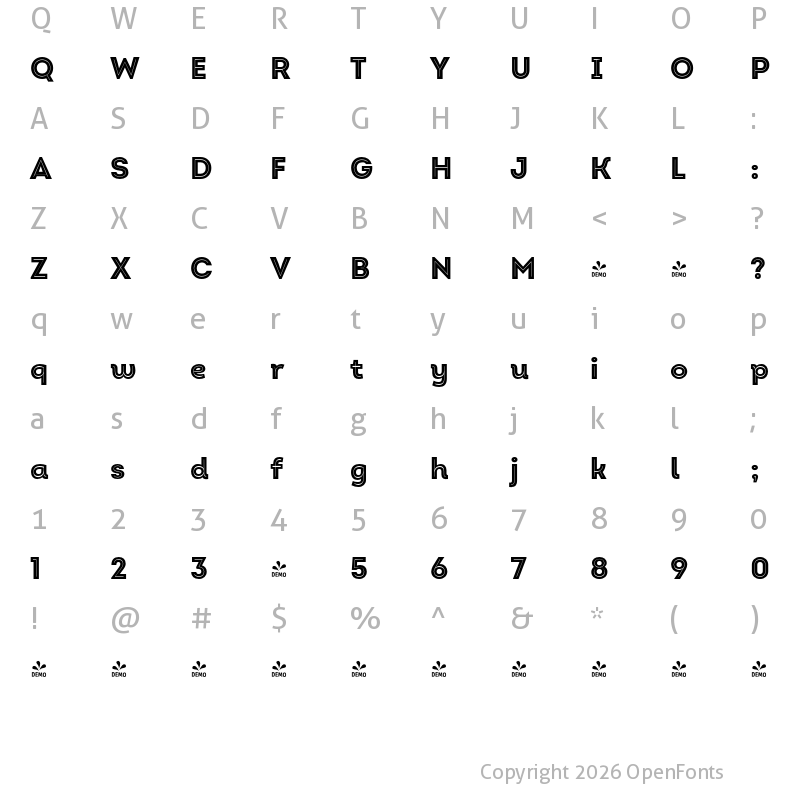 Character Map of FONTSPRING DEMO - Intro Black Inline Alt Regular