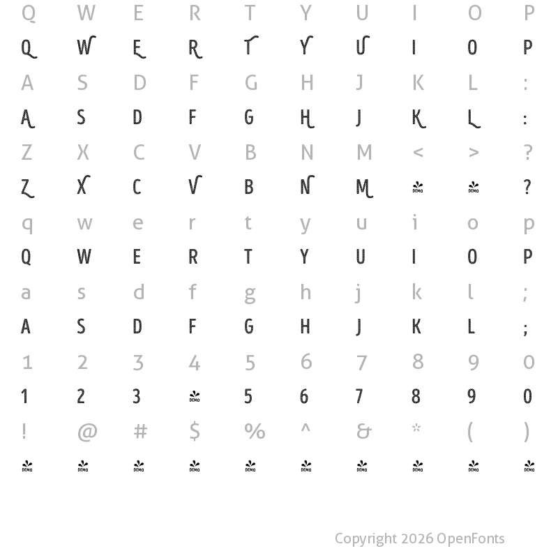 Character Map of FONTSPRING DEMO - Intro Head B UC H1 Base Regular