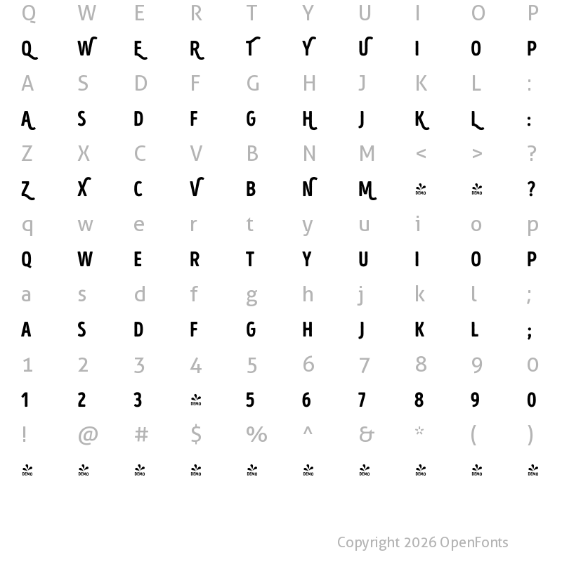 Character Map of FONTSPRING DEMO - Intro Head H UC Base Regular