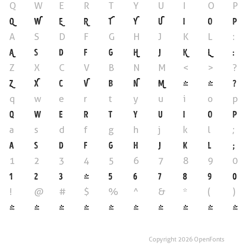 Character Map of FONTSPRING DEMO - Intro Head H UC L Base Regular