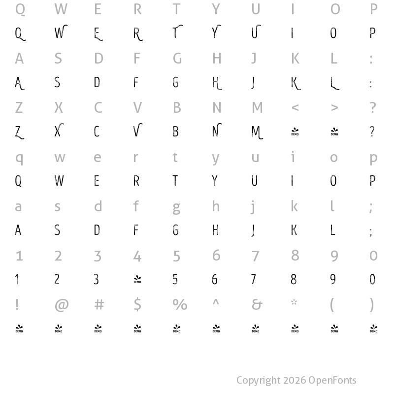 Character Map of FONTSPRING DEMO - Intro Head R UC G Base Regular