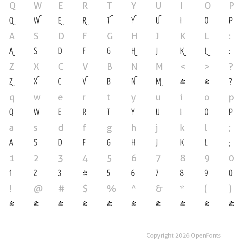 Character Map of FONTSPRING DEMO - Intro Head R UC H1 Base Regular