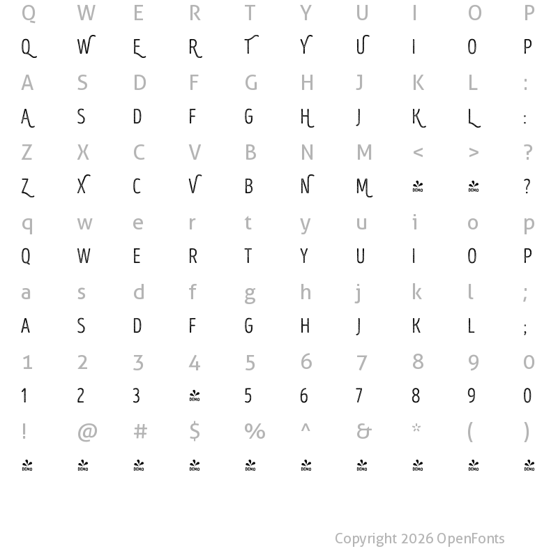 Character Map of FONTSPRING DEMO - Intro Head R UC L Base Regular