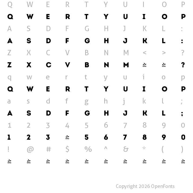 Character Map of FONTSPRING DEMO - Intro Rust Base Regular