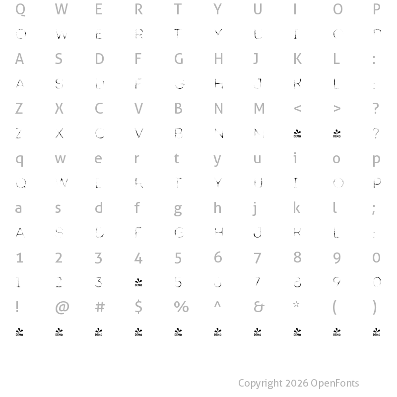 Character Map of FONTSPRING DEMO - Intro Rust BookG Regular