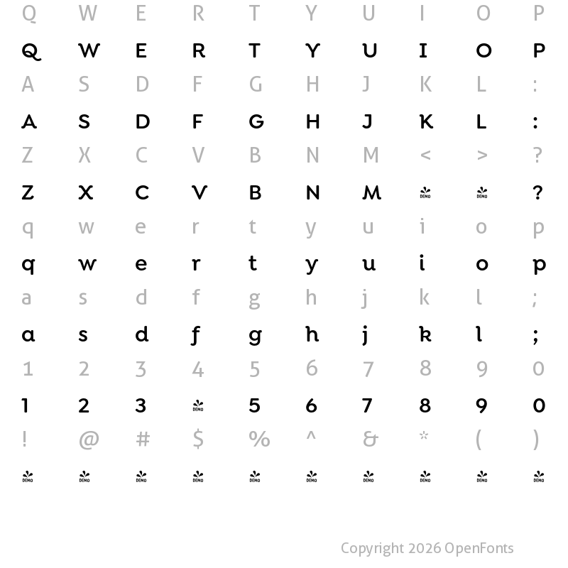 Character Map of FONTSPRING DEMO - Isidora Soft Alt SemiBold Regular