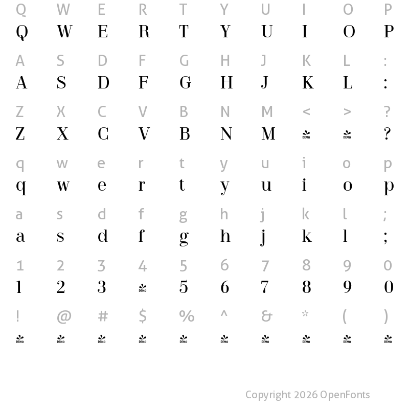 Character Map of FONTSPRING DEMO - Jeles Regular Regular