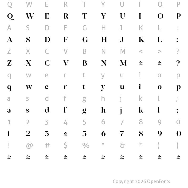 Character Map of FONTSPRING DEMO - Joane Bold Regular