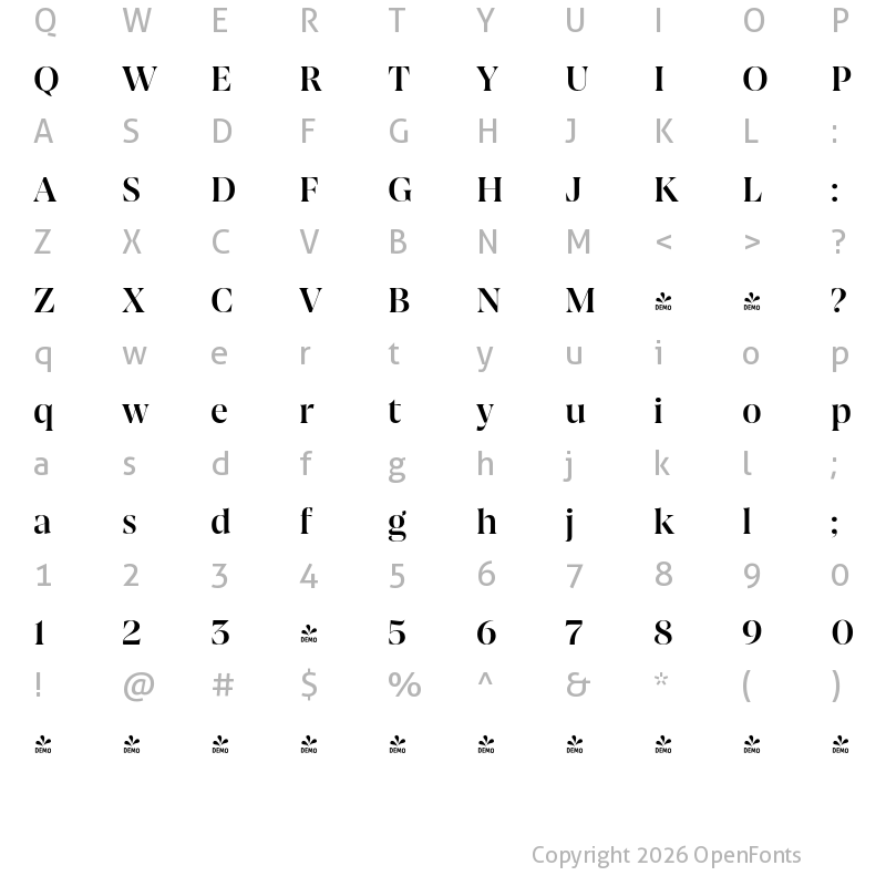 Character Map of FONTSPRING DEMO - Joane Pro L SemiBold Regular