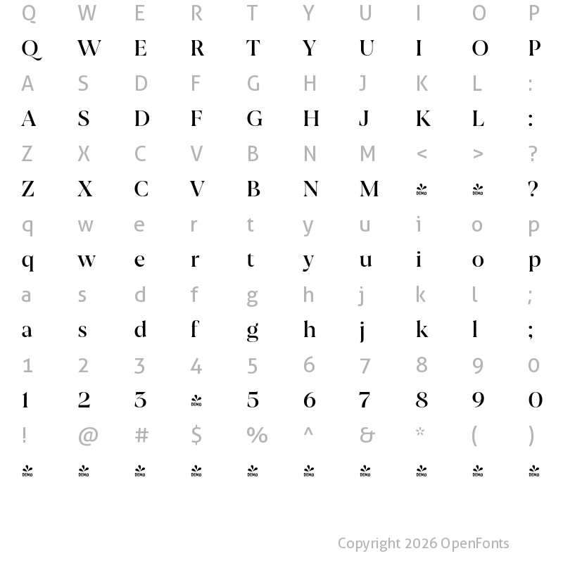 Character Map of FONTSPRING DEMO - Joane SemiBold Regular