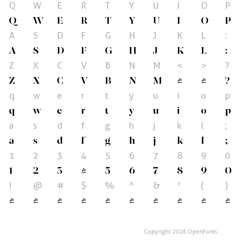 Character Map of FONTSPRING DEMO - Joane Stencil Bold Regular