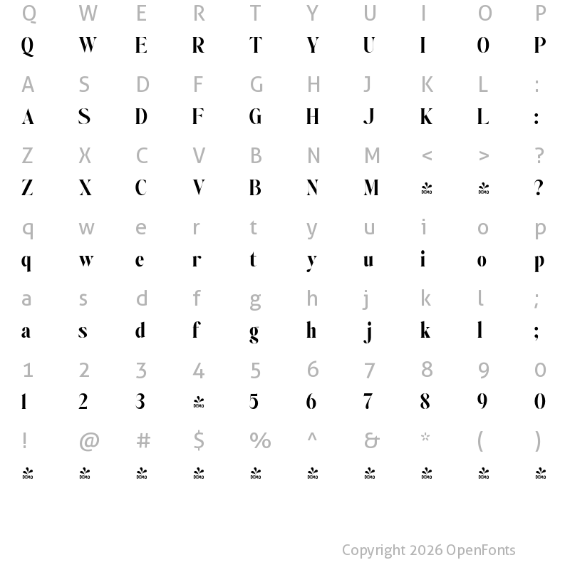 Character Map of FONTSPRING DEMO - Johannes Keppler ExtBd Regular