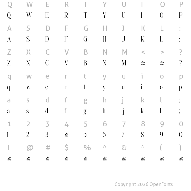 Character Map of FONTSPRING DEMO - Johannes Keppler Regular