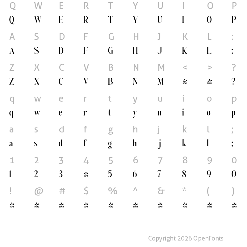 Character Map of FONTSPRING DEMO - Johannes Keppler SemBd Regular
