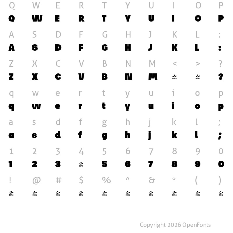 Character Map of FONTSPRING DEMO - Josef Pro Ultra Bold