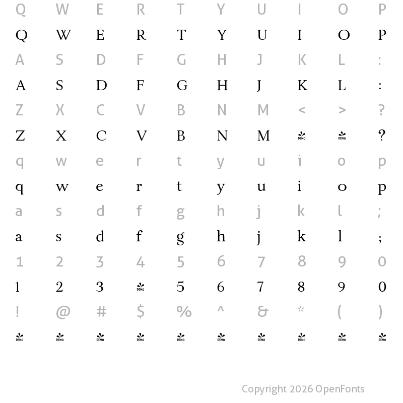 Character Map of FONTSPRING DEMO - JT Alvito Regular