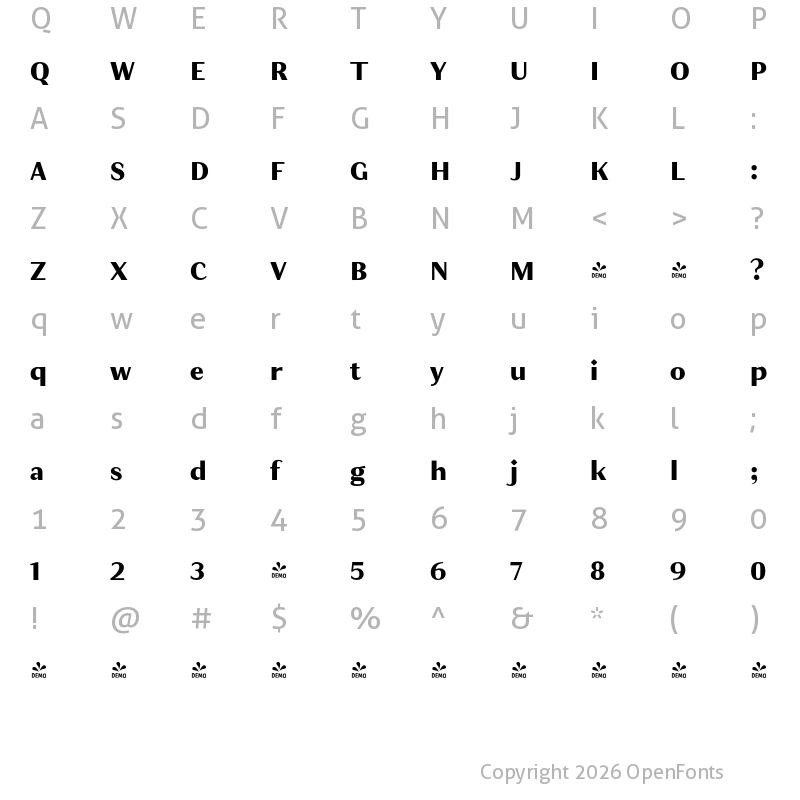 Character Map of FONTSPRING DEMO - JT Douro-Sans Black Bold