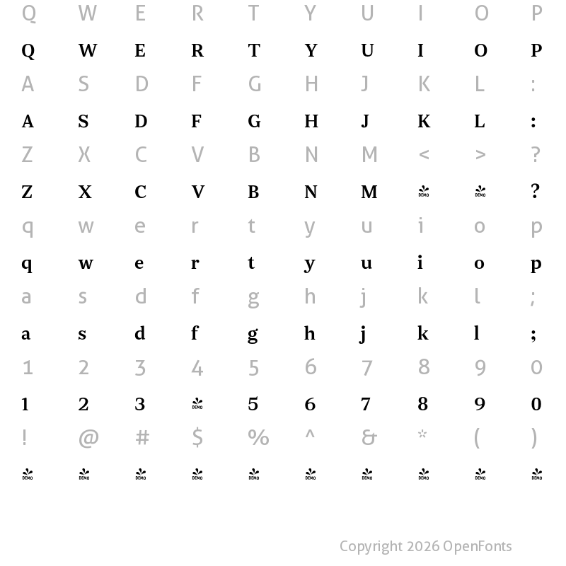 Character Map of FONTSPRING DEMO - JT Douro-Serif Light Regular