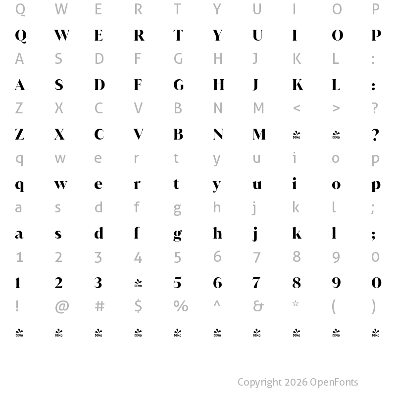 Character Map of FONTSPRING DEMO - Juana Alt Bold Regular