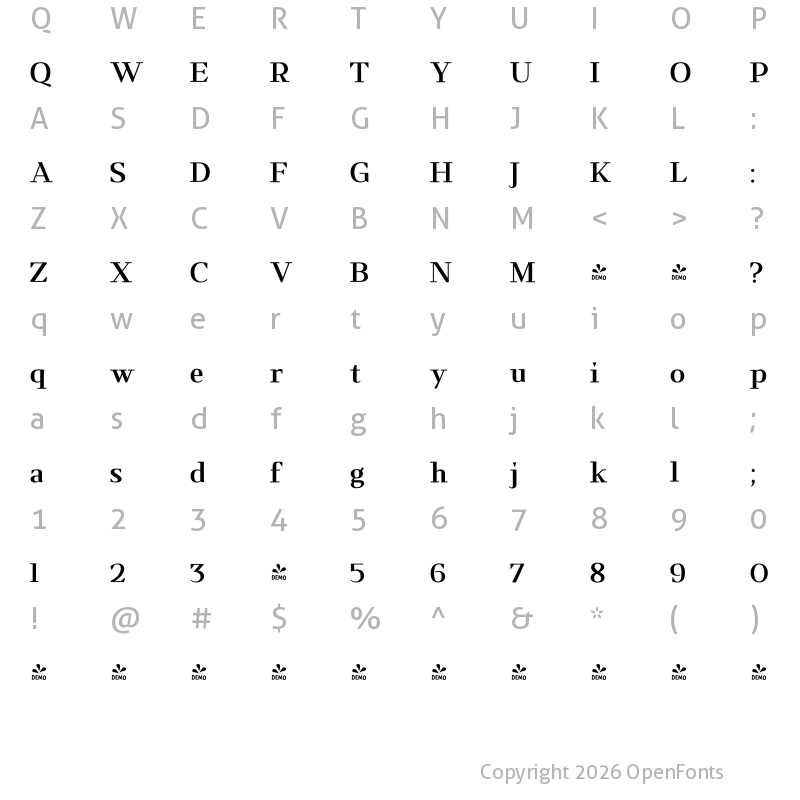 Character Map of FONTSPRING DEMO - Kalpa Regular