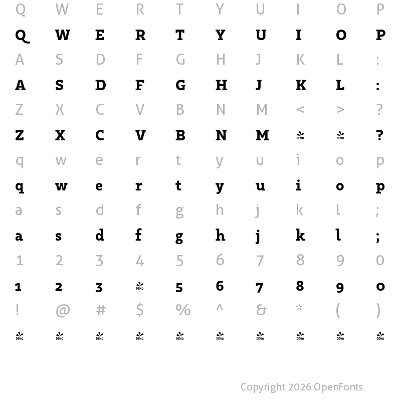 Character Map of FONTSPRING DEMO - Kappa Vol2 ExtraBold Regular