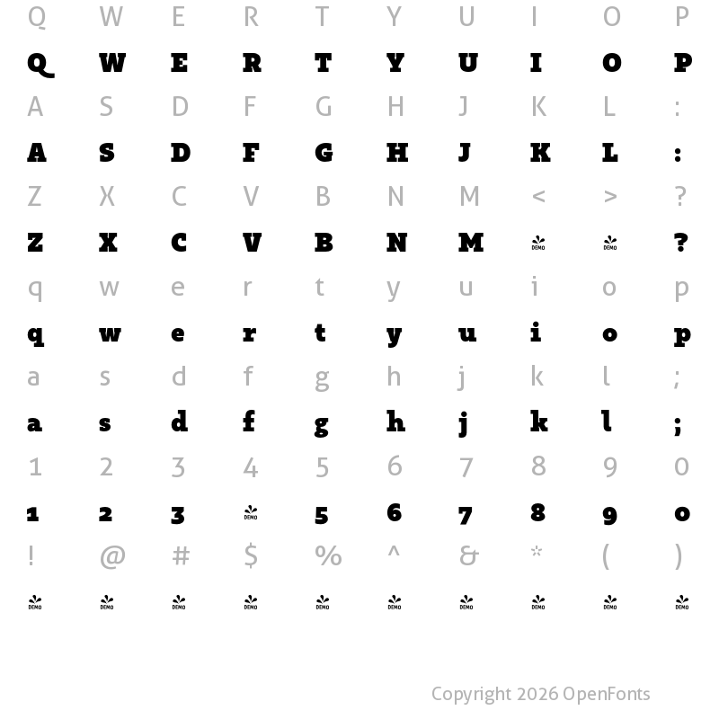 Character Map of FONTSPRING DEMO - Kappa Vol2 UltraBlack Regular