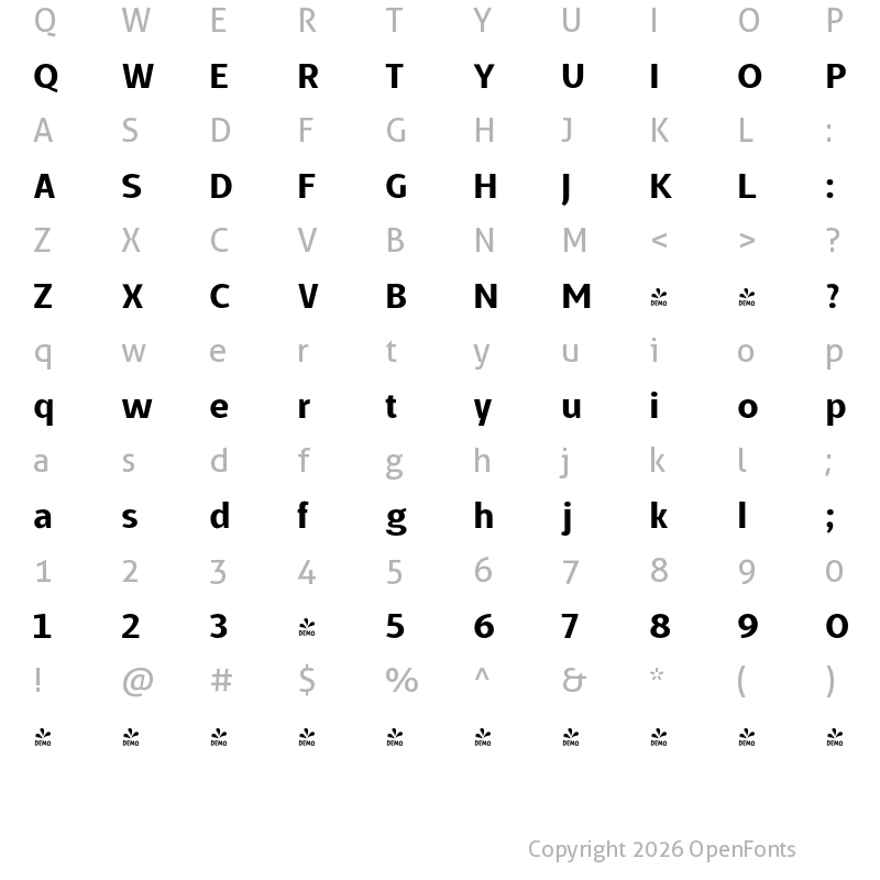 Character Map of FONTSPRING DEMO - Kareemah Kareemah ExtraBold Regular