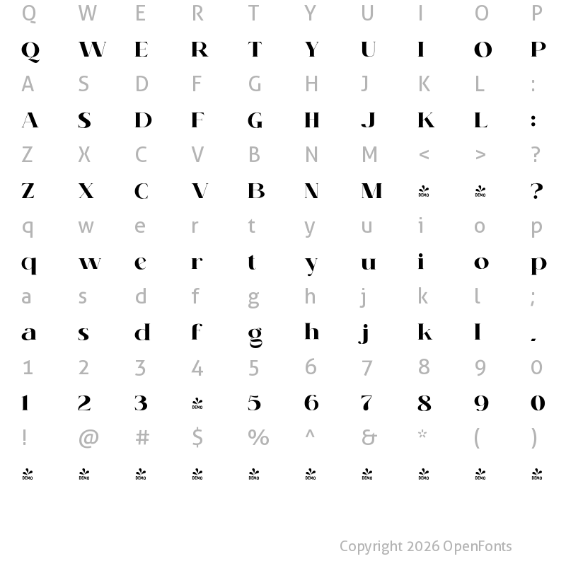 Character Map of FONTSPRING DEMO - KENOKY Black Regular