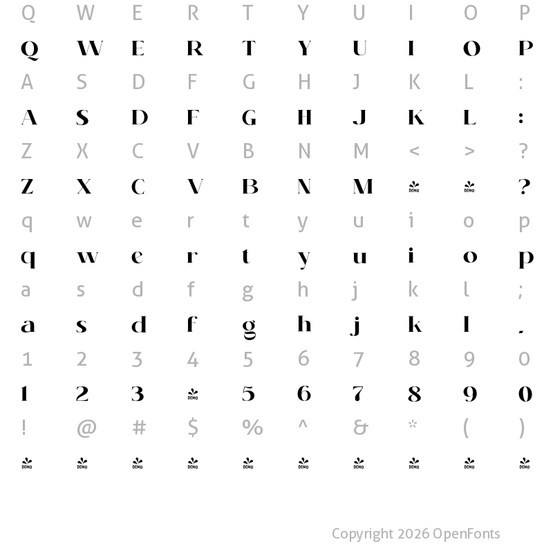 Character Map of FONTSPRING DEMO - KENOKY ExtraBold Regular