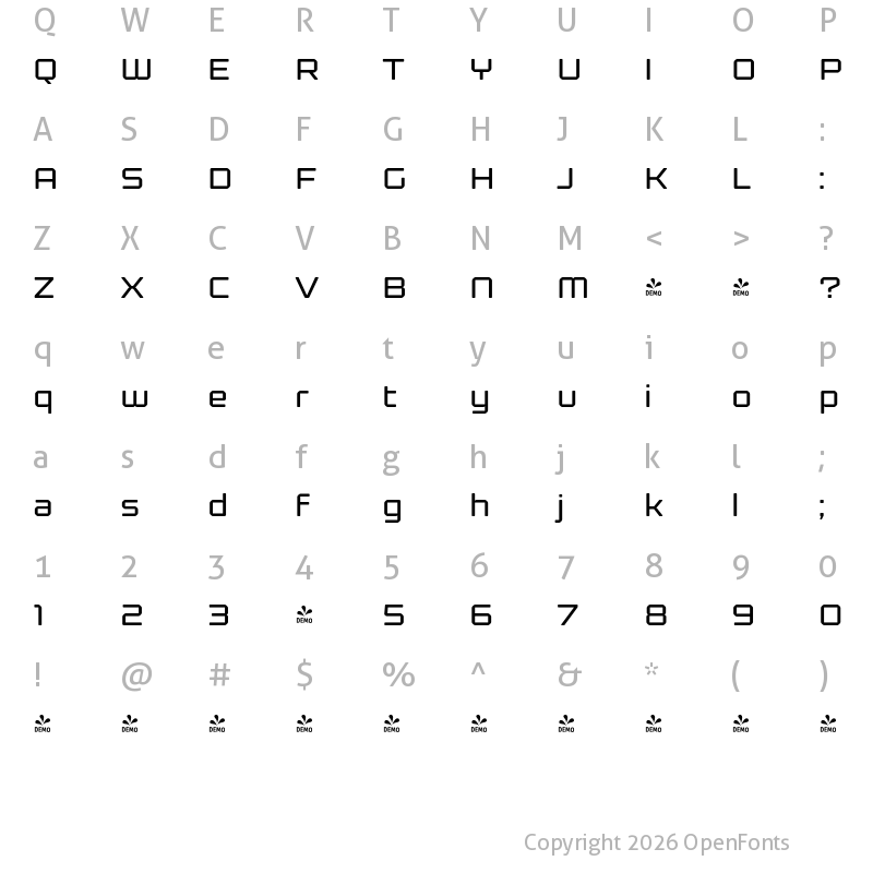 Character Map of FONTSPRING DEMO - Kernel Regular