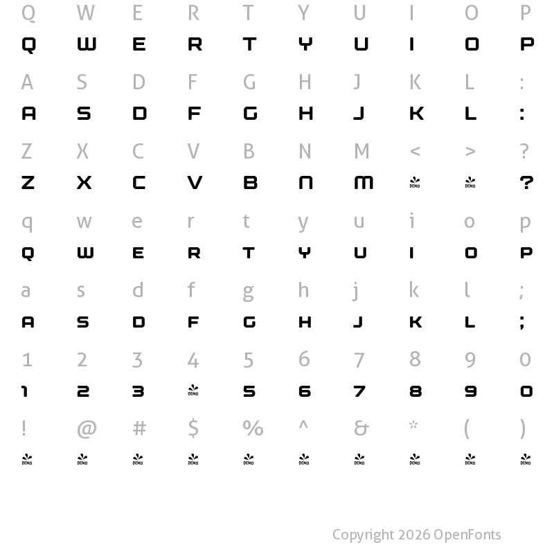 Character Map of FONTSPRING DEMO - Kernel SC Bold