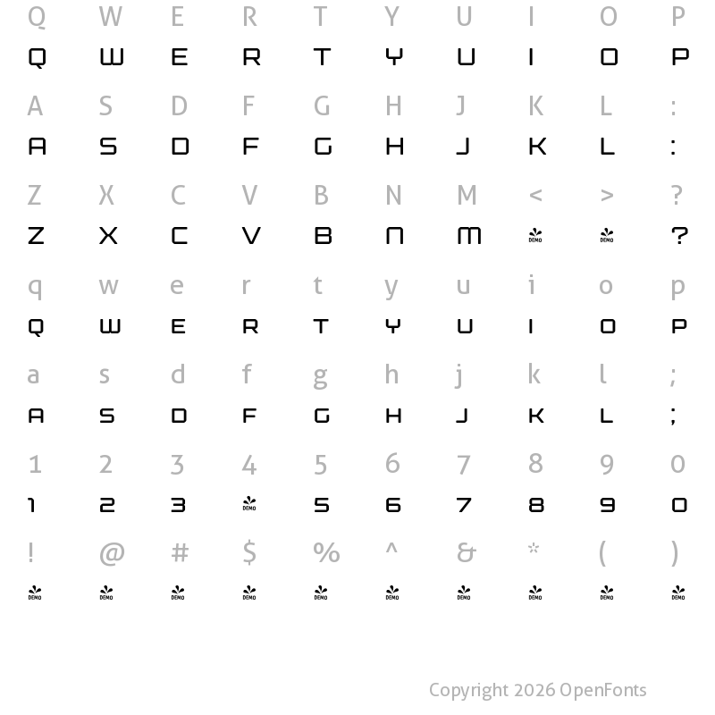 Character Map of FONTSPRING DEMO - Kernel SC Regular