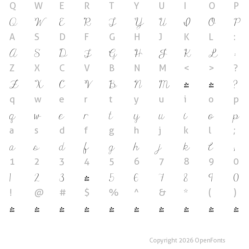 Character Map of FONTSPRING DEMO - KG Only Human Regular