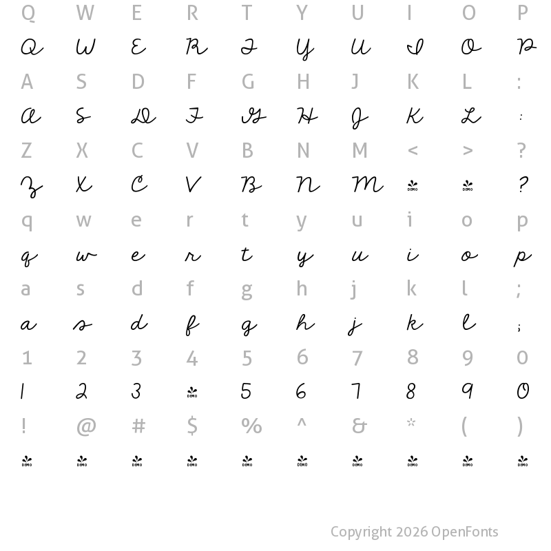 Character Map of FONTSPRING DEMO - KG The Fighter Regular