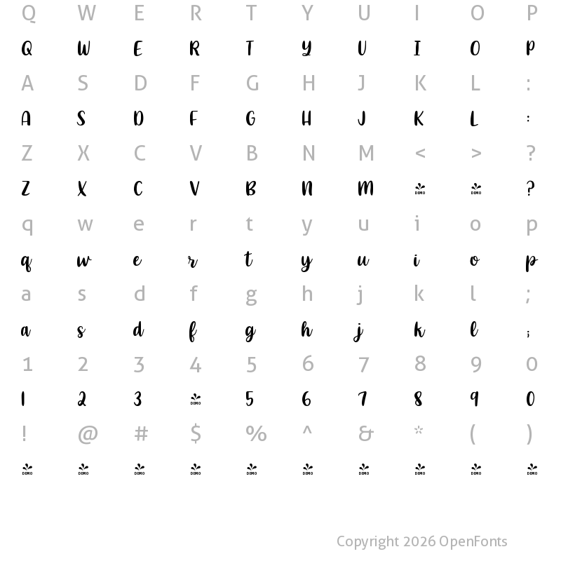 Character Map of FONTSPRING DEMO - KG What A Time Regular