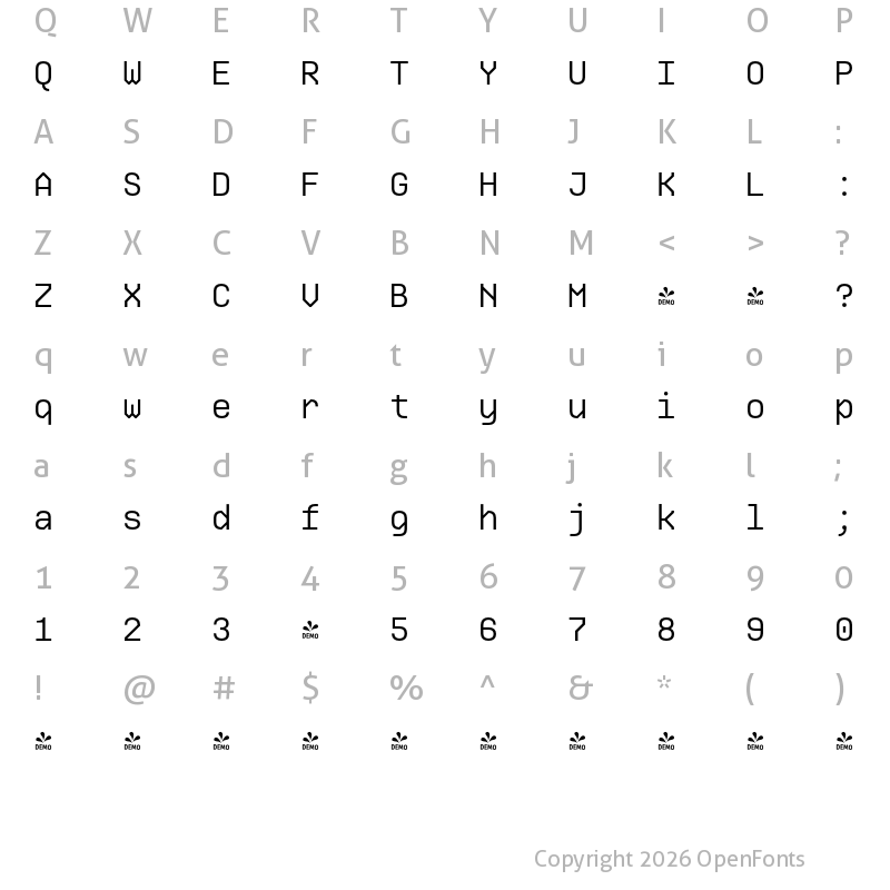 Character Map of FONTSPRING DEMO - Ki Regular