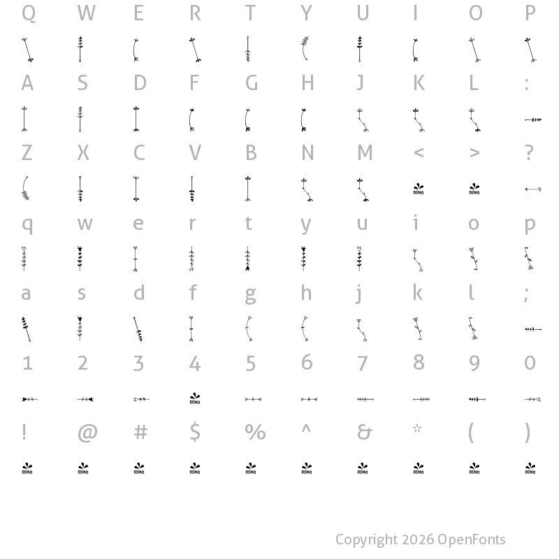 Character Map of FONTSPRING DEMO - Kinfolk Pro Flowers Flowers