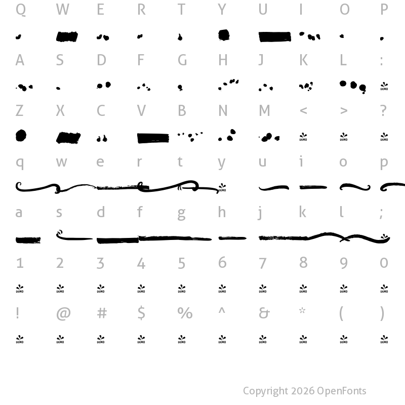 Character Map of FONTSPRING DEMO - Kinfolk Pro Ornaments Ornaments