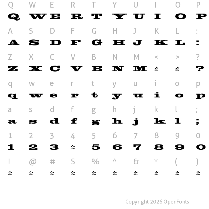 Character Map of FONTSPRING DEMO - King Tut Black Regular