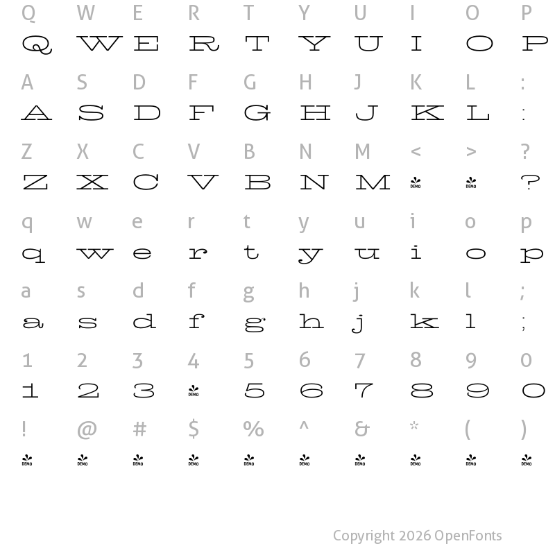Character Map of FONTSPRING DEMO - King Tut Light Regular