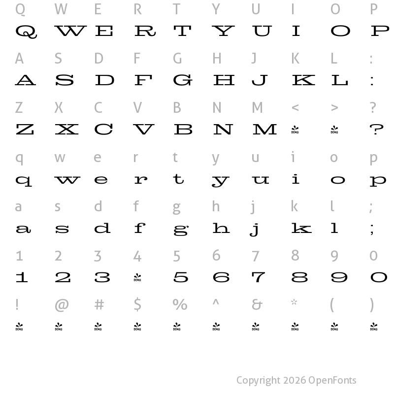 Character Map of FONTSPRING DEMO - King Tut Regular
