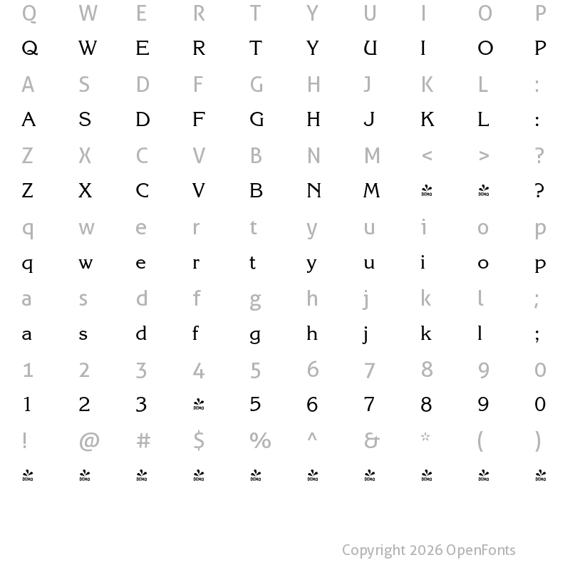 Character Map of FONTSPRING DEMO - Kingston Pro Regular