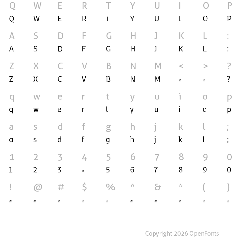 Character Map of FONTSPRING DEMO - Kobenhavn C Stencil Regular