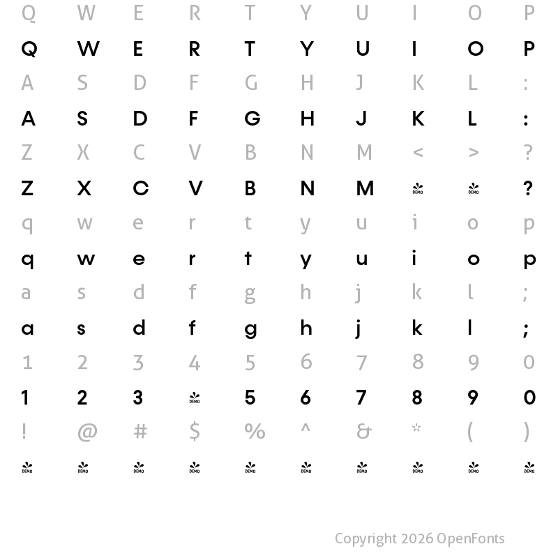 Character Map of FONTSPRING DEMO - Konnect Medium Regular